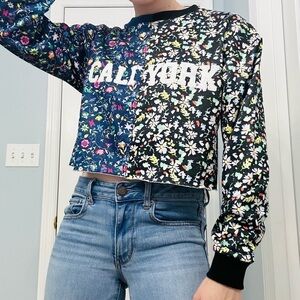 Cynthia Rowley X Bandier Sweatshirt Cropped Floral Multicolor Extra Small